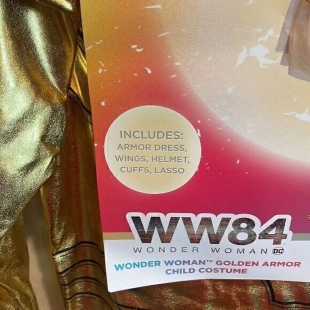 Wonder Woman Golden Armor WW84 Girl's Halloween Costume‎ Size Large 10-12